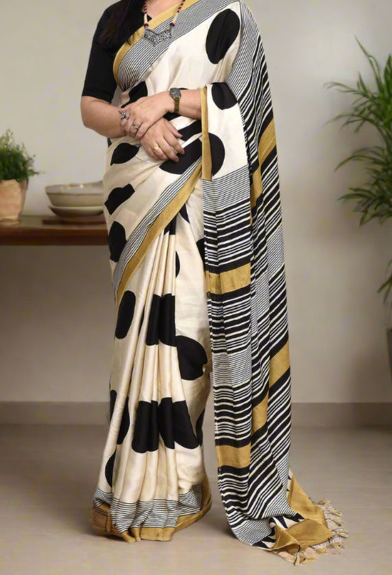 Ajrakh Modal Silk Saree